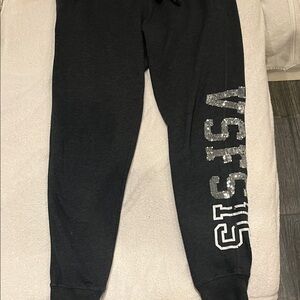 Stylish Black Joggers with Silver Accents